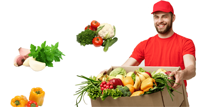 Delivery person with fresh produce